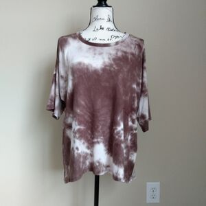 Talulah brown tie dye high low short sleeve oversized top womens S